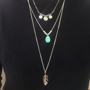 Leaf Multi Pendant Layered Necklace